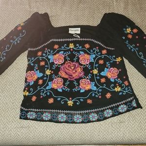 NWT Embroidered Savannah Jane Blouse Similar to Johnny Was